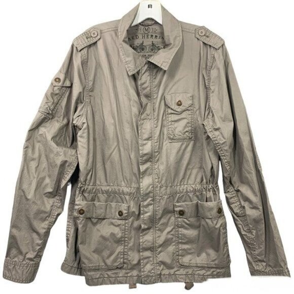Red Herring By Debenhams UK 100% Cotton Lightweight Field Jacket - Khaki, Sz Med - Picture 1 of 7